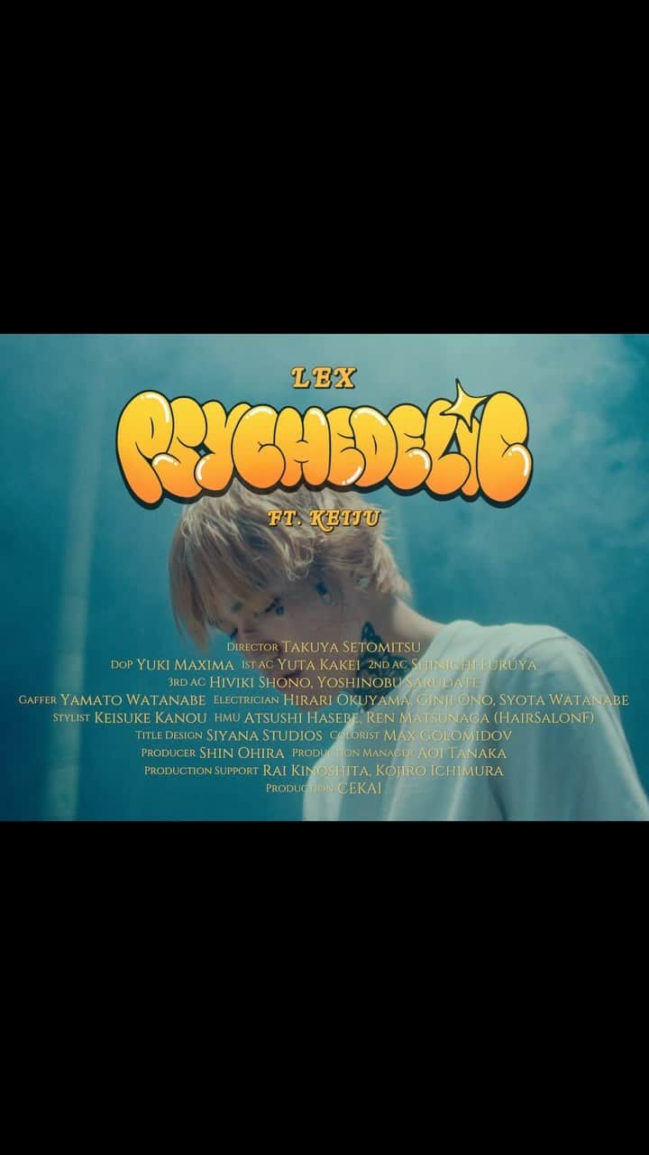 LEXのインスタグラム：「LEX - Psychedelic feat. KEIJU Music video out now☀️  Director: @takuya_setomitsu  DoP: @yuki__maxima  1st AC: @yuta_kakei 2nd AC: @shinichi_furuya_ 3rd AC: Hiviki Shono,Yoshinobu Sarudate  Gaffer: @yamato0326_ Electrician: Hirari Okuyama, Ginji Ono, Syota Watanabe  Stylist (for LEX): Keisuke Kanoh @naked_tokyo HMU: Atsushi Hasebe @fa24f , Ren Matsunaga (HairSalonF)  Title Design: @syynstudios Colorist: @maxgolomidov_colorist_dp  Producer: @shinichiro_ohira Production Manager: @metta.jade Production Support: @rai_kinoshita_ , @koujiro_ Production: @cekai_jp」