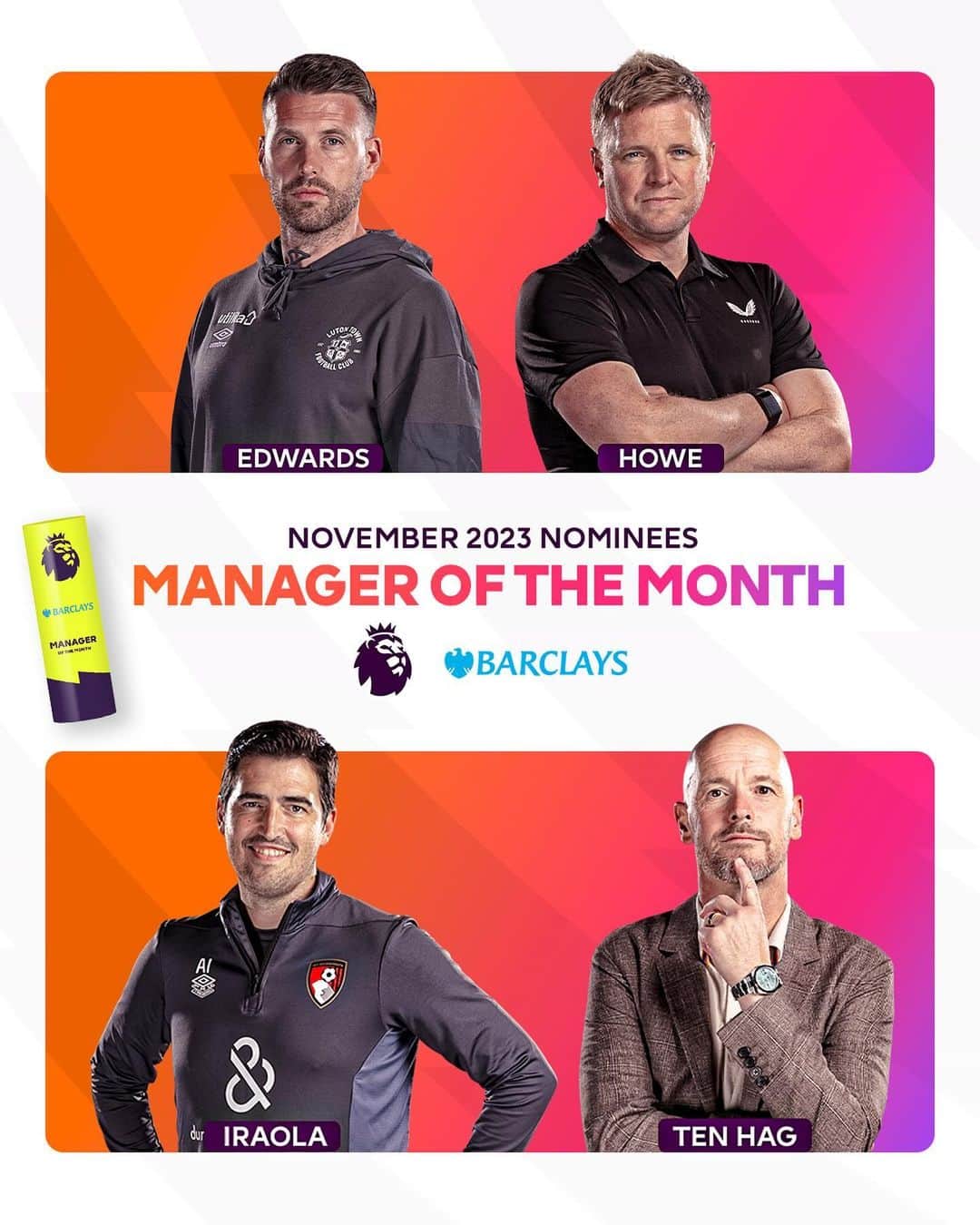 プレミアリーグのインスタグラム：「Your @barclaysfootball Manager of the Month nominees... 🥁」