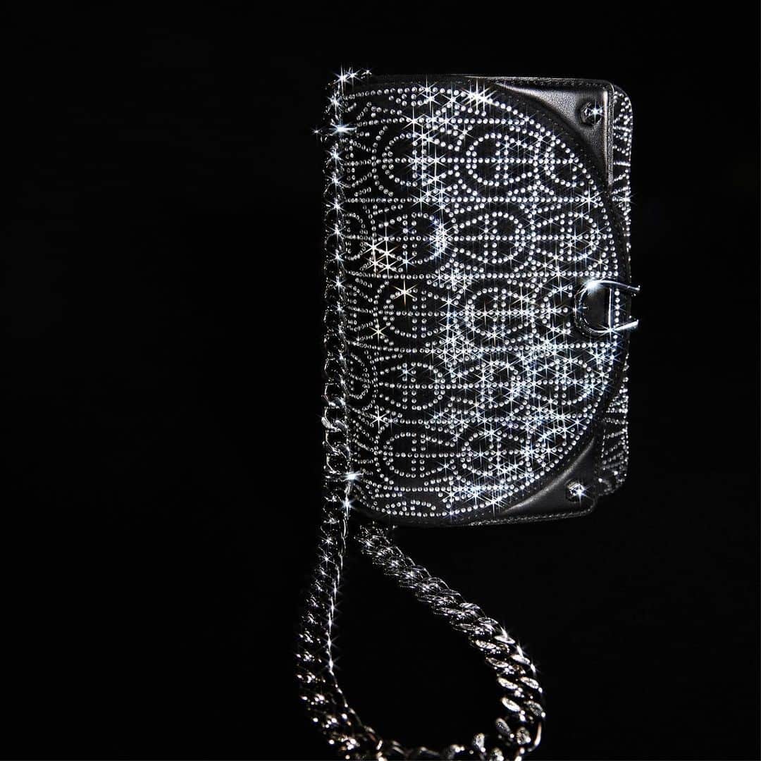 アイグナーのインスタグラム：「Glamour and glitz for the festive days ahead.   The #AIGNER Diadora bag takes on a sparkly appeal this holiday season. The signature Diadora is embellished with small transparent crystal stones in an A-logo arrangement on a premium faux suede base, combined with leather trims and hardware details in shiny silver.   Discover the Diadora and more sparkly accessories for the festive days in stores and at aignermunich.com   #AIGNERSS24」