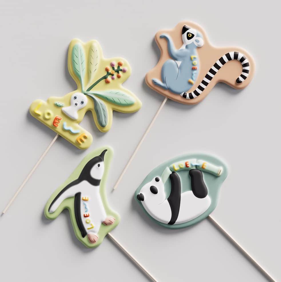 ai okadaのインスタグラム：「@loewe × @suna_fujita  キャンディショップ🐒🐼🐧🌿  icingcookie🍪🍪🍪」