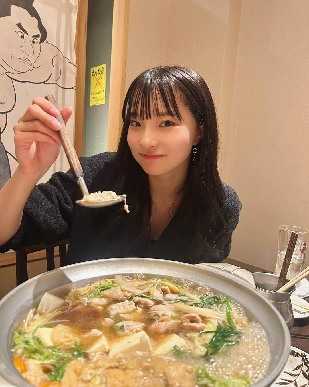 里仲菜月のインスタグラム：「ちゃんこ鍋🍲♡」