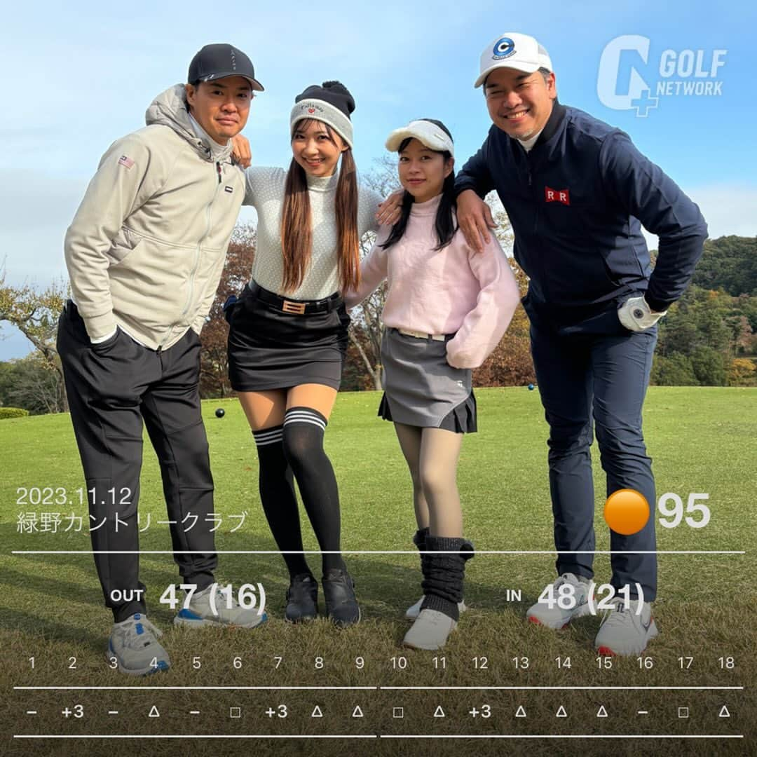 江原詩織のインスタグラム：「11月の軽井沢合宿2日目⛳️  2日連続で軽井沢高原の予定だったけれど、雪予報だったため群馬に下りてはじめましての緑野カントリークラブへ🏌️‍♀️ ア◯ーディアとは思えない、コースコンディションが良くて進行もスムーズでしたっ🙆‍♀️✨  前日が極寒だったこともあり、前半は暖かい気がしてうはうはだったのでフロントからチャレンジ！  兎に角ドライバーは振り続けてフラットで220yd超えする様になったし、ヘッドスピードは十分取り戻した気がします🏌️‍♀️🔥  相変わらずショットが不安定なのとマネジメントができてなくて素でトリとかやっちゃうあたりがまだまだへっぽこを抜け出せない要因だなーと🐣笑  @maimai_fleur  飛ぶし曲がらないしパターも上手いし同じティーからやってるとは思えない圧巻の70台で、一緒にプレーしててすごく楽しかったー！！  @keita_kns  卍解してた。内心ジェラシーめらめらするくらいショットもアプローチも良かった！！カプセルコーポレーション私も入りたい！  @herodesign56  マイペースなピロちぃのお陰で私もゴーイングマイウェイで自分のプレーを貫けたと思うから感謝ー！！  最高のメンバーとタフな環境で合宿ができて、楽しかったし身になったと思う🐥🌱  上手くなりたーーーーい！！！！笑  #軽井沢 #軽井沢ゴルフ #緑野カントリークラブ　 #軽井沢高原ゴルフ倶楽部  #ゴルフウェア #ゴルフコーデ #ゴルフ初心者 #ゴルフ部 #ゴルフ上手くなりたい #ゴルフ好きとつながりたい #golfswing #女子ゴルフ #ゴルフ女子 #ゴルフ男子 #ゴルファー #golfrange #golflife #golfer #golf #골프 #กอล์ฟ #高尔夫球 #golfstagram #instagolf」