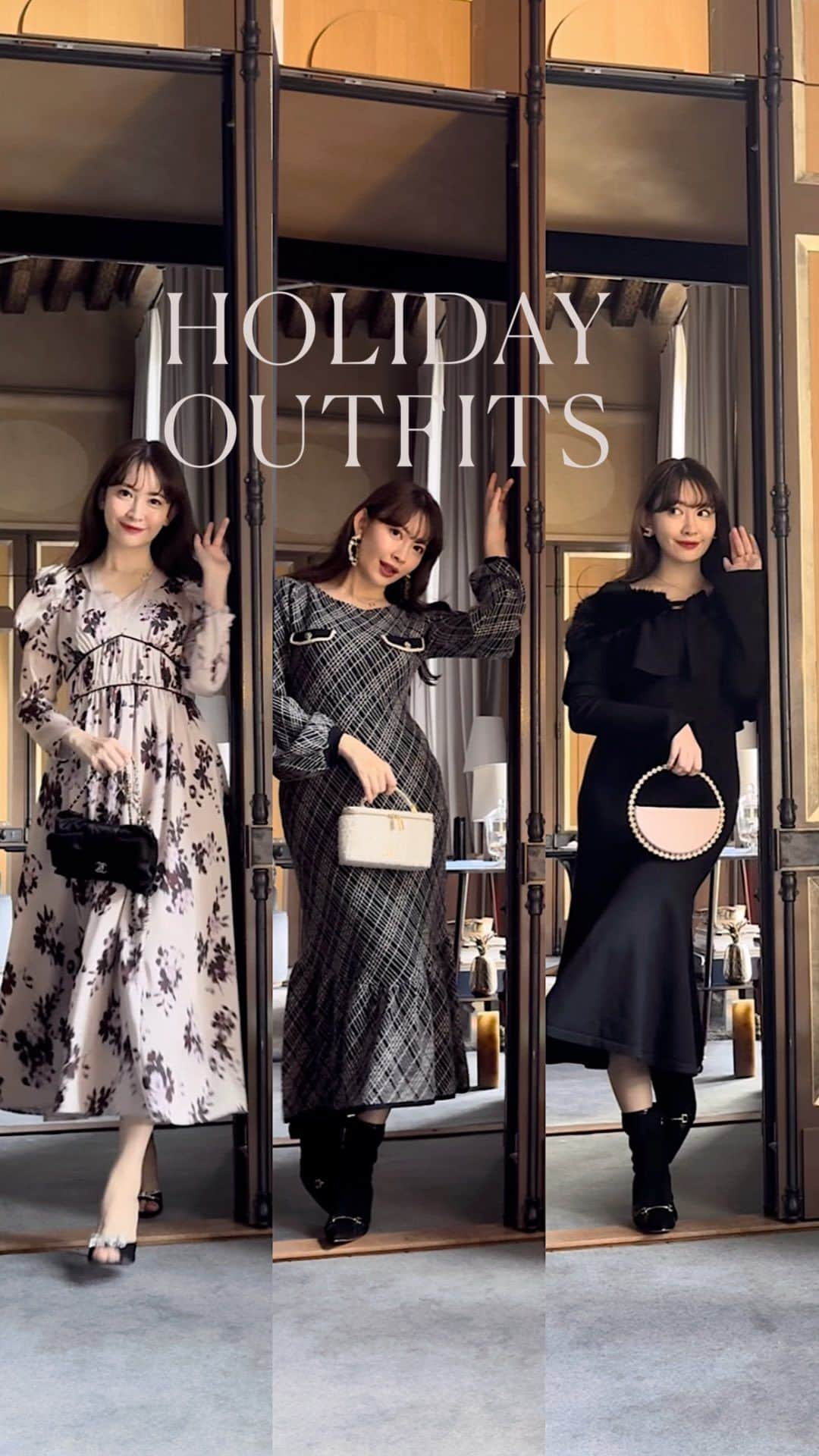 小嶋陽菜のインスタグラム：「HOLIDAY OUTFITS🤍7LOOKS 今年はどこにお出かけする？❄️  👗　@herlipto」