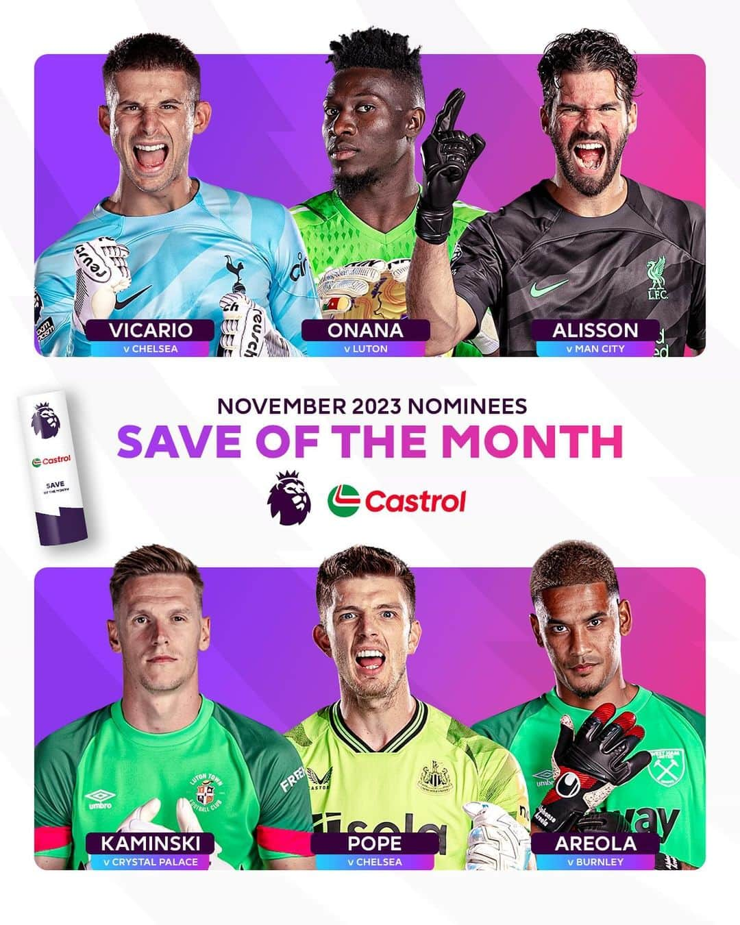 プレミアリーグのインスタグラム：「These saves are right out of the top drawer 🤩  Which one is your @castrol_global Save of the Month?」