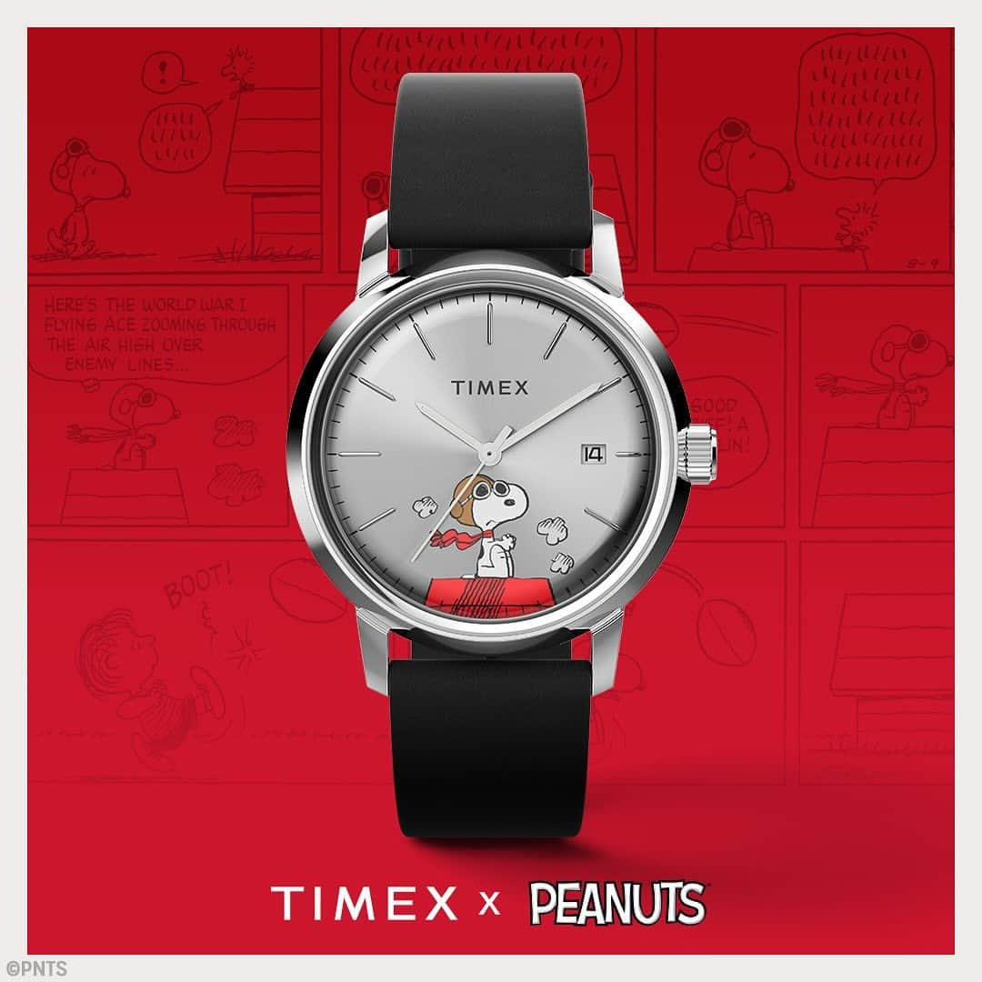 タイメックスさんのインスタグラム写真 - (タイメックスInstagram)「Get ready for takeoff with your favorite Flying Ace, now in color!  On the silver sunray dial, a goggle-clad Snoopy lets his imagination soar in the wind as he sits atop his iconic red doghouse.   Shop the watch at timex.com.  #timex #peanuts #snoopy #peanutsgang @snoopygrams @snoopyinfashion」11月30日 23時25分 - timex