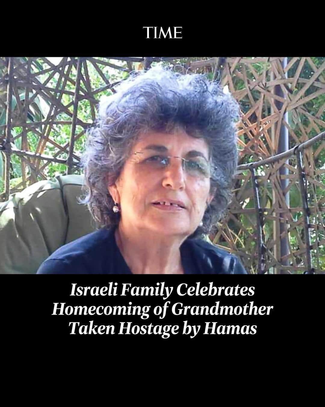 TIME Magazineのインスタグラム：「For 49 days, Adina Moshe was confined underground, unaware of the time and only seeing light for two hours a day. The 72-year-old saw her husband murdered by Hamas on Oct. 7 before she was taken hostage and transported to Gaza.  Moshe was freed alongside other hostages on Nov. 24 in the first prisoner exchange deal negotiated between Israel and Hamas. Moshe’s nephew, Eyal Nouri, spoke to TIME in October for a cover story alongside other families of Israeli hostages.  On Sunday, via a video call from his home in Caesarea, Israel, and in subsequent text messages, Nouri told TIME about his aunt’s homecoming.  Link in bio.  Photo (1) courtesy Eyal Nouri and (3) Michal Chelbin for TIME」