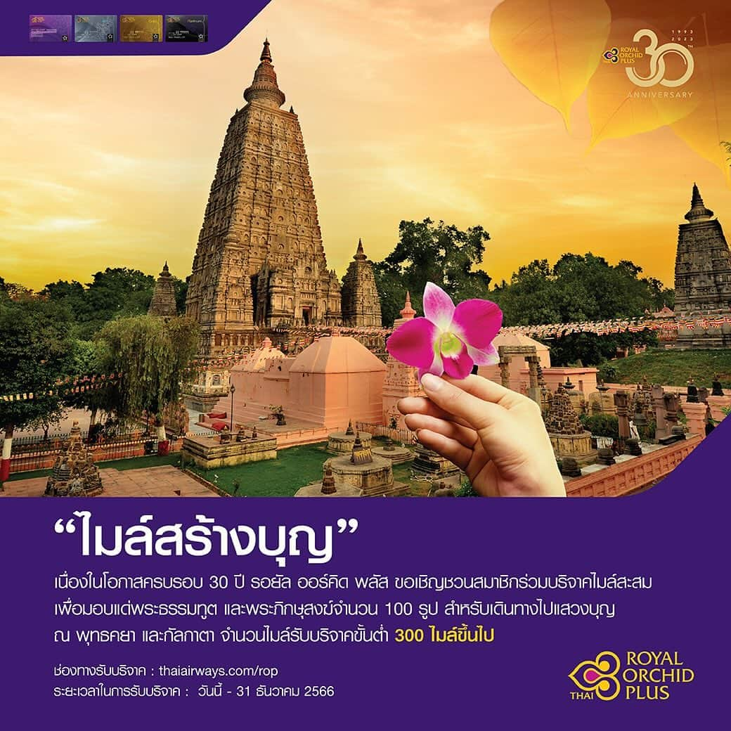 タイ航空さんのインスタグラム写真 - (タイ航空Instagram)「Let’s turn your miles into merit, Join “Miles for Merit” today!   *T&Cs apply.  #ROP #RoyalOrchidPlus #ThaiAirways #SmoothAsSilk #merit #Mileage #donations」12月1日 11時48分 - thaiairways