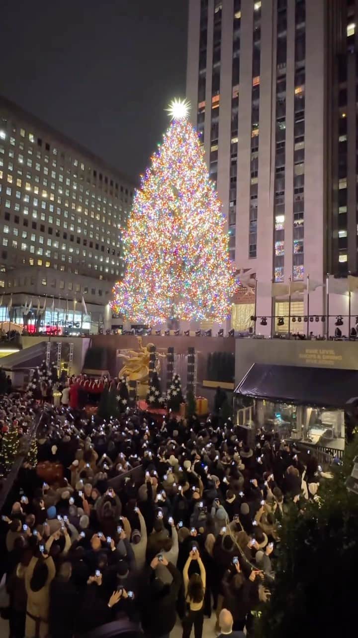 PicLab™ Sayingsのインスタグラム：「Last night the annual Rockefeller Christmas Tree Lighting took place in New York City. We love this tradition in the big apple, it officially marks the beginning of the most wonderful time of year in the city! 🎄   🎥 @craigsbeds」