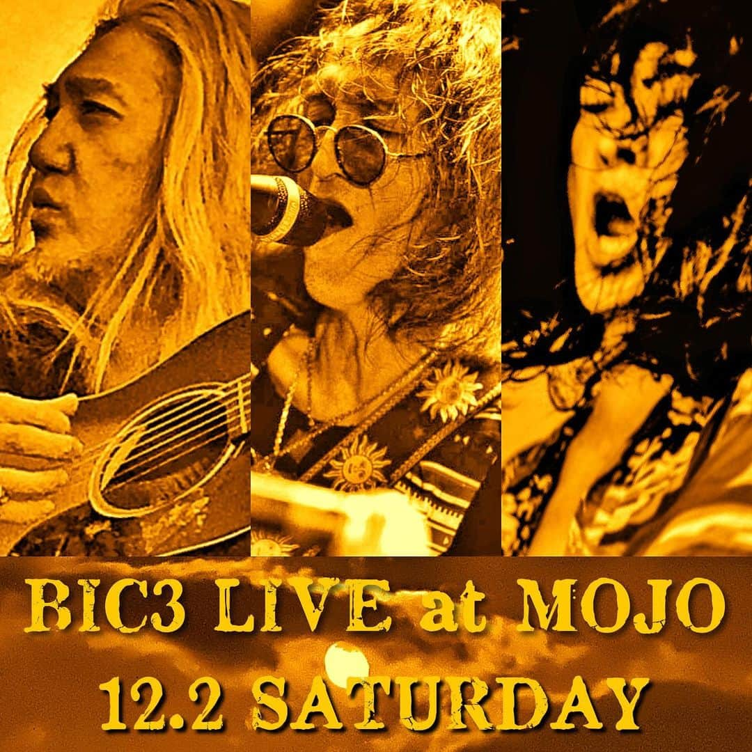 イマイアキノブさんのインスタグラム写真 - (イマイアキノブInstagram)「♣︎12.2(土) @所沢MOJO  《BIC3 LIVE》  出演 下山淳 v.g イマイアキノブ v.g 山本久土 v.g  開場18:00 開演19:00 予約¥5000 当日¥5500 別途飲物代¥500  予約 問い 音楽喫茶MOJO @ongakukissamojo  埼玉県所沢市南住吉1-13 サザンビレッジ2F ☎︎ 04-2923-3323 toiawase@mojo-m.com http://mojo-m.com  @jun.onomatopoeia  @hisato_yamamoto  #所沢mojo  #下山淳 #山本久土 #イマイアキノブ #bic3 #livemusic」12月1日 12時41分 - imaiakinobu