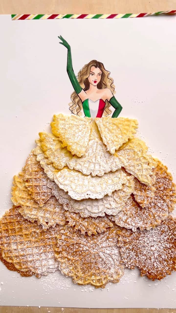 Holly Nicholsのインスタグラム：「Pizzelle with Mom 💕🎄 #cookies #pizzelle #christmascookies #fashionillustration #asmr #copic #buonnatale #buonfeste #christmas」