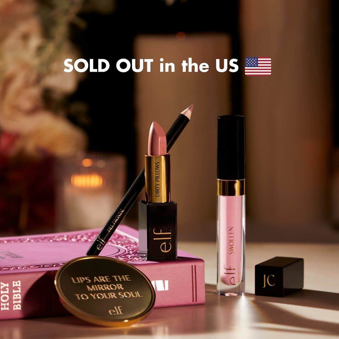 e.l.f.のインスタグラム：「💋 SOLD OUT IN THE U.S. 💋 The e.l.f. x @jennifercoolidge Dirty Pillows Lip Kit is officially SOLD OUT! 😱  UK FAM 🇬🇧 We have good e.l.f.ing news – there's still a few kits available 🥹 Shop now on elfcosmetics.co.uk before they're gone! 🔥  We're sorry if you couldn't get your hands (and lips) on the kit 💔 For a similar lip look you’ll love, check out these holy grails: 💄 NEW Cream Glide Lip Liner in Baddest Beige ($2) 💄 O FACE Satin Lipstick in shade Dirty Talk ($9) 💄 Lip Plumping Gloss in Pink Paloma ($7)  You can shop all 3 pout-plumping essentials NOW on elfcosmetics.com! 🤩  #elfcosmetics #elfingamazing #eyeslipsface #vegan #crueltyfree」