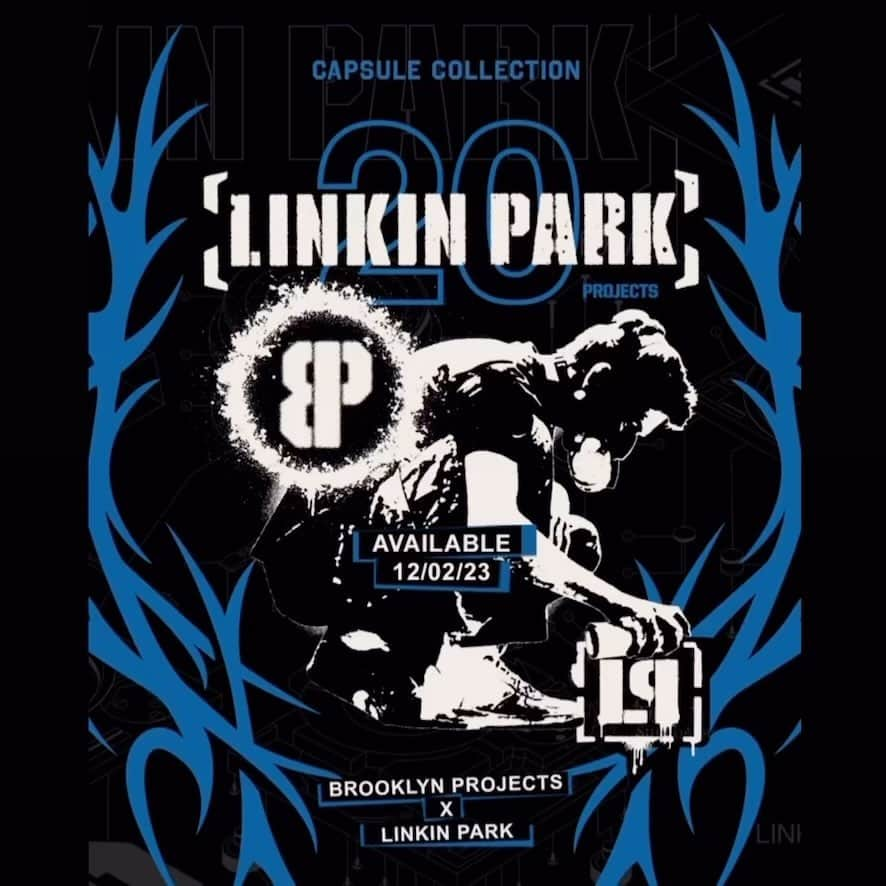 リンキン・パークのインスタグラム：「It’s been hard to keep this under wraps but the time has come to share the news . - We have collaborated on a special capsule collection with our close friends and family in @linkinpark to celebrate 20 years of “Meteora” - This has been a bucket list for us and after many years of supporting each other the time has come. - This was made by us who are fans for you .. the fans and we couldn’t be more hyped. - Save the date 12/02/23 … more info soon.  - This is going to be insane 🤘🏼🤘🏼🤘🏼  #linkinprojects  #linkinpark #brooklynprojects」