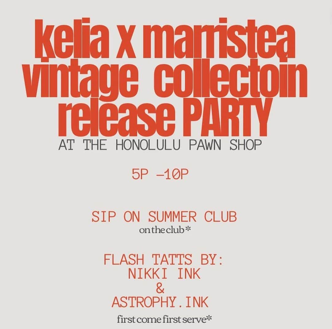 MARISのインスタグラム：「@keliamoniz ✖︎ @marristea_vintage Release party tomorrow‼︎‼︎‼︎ 5pm-10pm 🫶🏾 Come celebrate with us at @honolulupawn ‼︎🩵🩵🩵 Let’s go‼︎明日遂に‼︎ケリアとリリースパーティー‼︎Hawaiiにいるみんな　@keliamoniz × @marristea_vintage のお誕生日お祝いパーティー来てねー‼︎💗こんな形でHawaiiに戻ってこれて幸せ🫶🏾🌴 Yesterday was special !!! Thank you so much the coolest girls &boys ‼︎‼︎‼︎You guys made me so happy!! @keliamoniz YOU ARE AMAZING!!!! 💗」
