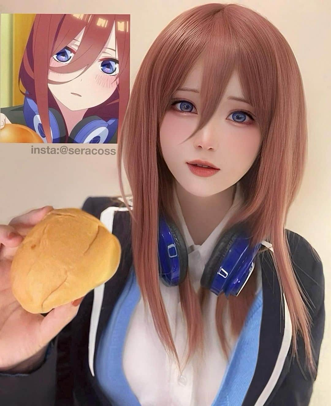 せら☆こすさんのインスタグラム写真 - (せら☆こすInstagram)「cosplay #mikunakano  はい、あーん haik Ahhh🥺🥐 . . . . . . . . . . . . . #過去コス  #コストコのテーブルロール #mikunakanocosplay #teammiku #gotoubunnohanayome #thequintessentialquintuplets #thequintessentialquintupletsmiku #thequintessentialquintupletscosplay #gotoubunnohanayomemiku #gotoubunnohanayomecosplay #ninonakano #五等分的花嫁 #五等分の花嫁 #中野三玖 #三玖 #三玖推し #waifucosplay #animewaifu #animecosplay #animegirl #animetrending #animetrend」12月1日 10時53分 - seracoss