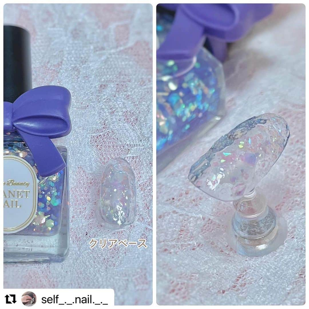 【PLANET NAIL（プラネット ネイル）】公式さんのインスタグラム写真 - (【PLANET NAIL（プラネット ネイル）】公式Instagram)「✰✰✰✰✰✰✰✰✰✰✰✰ PLANET Girl🪐 @self_._.nail._._ さま♡  もう一つの新色ユニヴェールの足跡を使った とびきりラブリーなデザインを カレンワールド炸裂でおおくりいたします😍✨✨ ╍ ╍ ╍ ╍ ╍ ╍ ╍ ╍ ╍ ╍ ╍ ╍  @planet.jp の新色ポリッシュです🤍  　__________________________  　　PLB38 ユニヴェールの足跡 　__________________________  　　　　  　ちゅるんと透け感のあるラメポリッシュで  　とってもかわいい❕🥹🚿 　　　　 　パープル感強め？と思いきやクリアベースなので  　塗った時のギャップにドキドキするかも❤️‍🔥❤️‍🩹 　　　　 　　　　 　今回は透け感のあるピンクポリッシュと合わせて使ってみたよ🩷  　流行りの氷ネイルみたいにちゅるっとした🧊♡  　　　　  　オーロラのホロラメがほんっとにかわいい〜😮‍💨💘🔫 　　　　  　ベースのカラーも変えたら表情がガラッと  　変わりそうだから別のカラー合わせでまた使いたい😳🤍  　　　　　　　　 　11/20からロフトにて先行発売です🥂🩷  　ぜひチェックしてみてね☑️⭐️  　　　　  　　　　 　 　　　　　  　　　　　  #planetnail #planetgirl #プラネットネイル #プラネットガール2023 #planet_jp #ユニヴェールの足跡 #ラメネイル部 #ラメネイル #グラデーション#ホワイトネイル #selfnail #selfnails  #nailart #naildesign #instanails #nailstagram #polish #polishnail #nailpolish #セルフネイル #ポリッシュネイル #ネイルポリッシュ #ポリッシュ #マニキュア  #手元クラブ #冬ネイル #winternail」12月1日 10時59分 - planet.jp