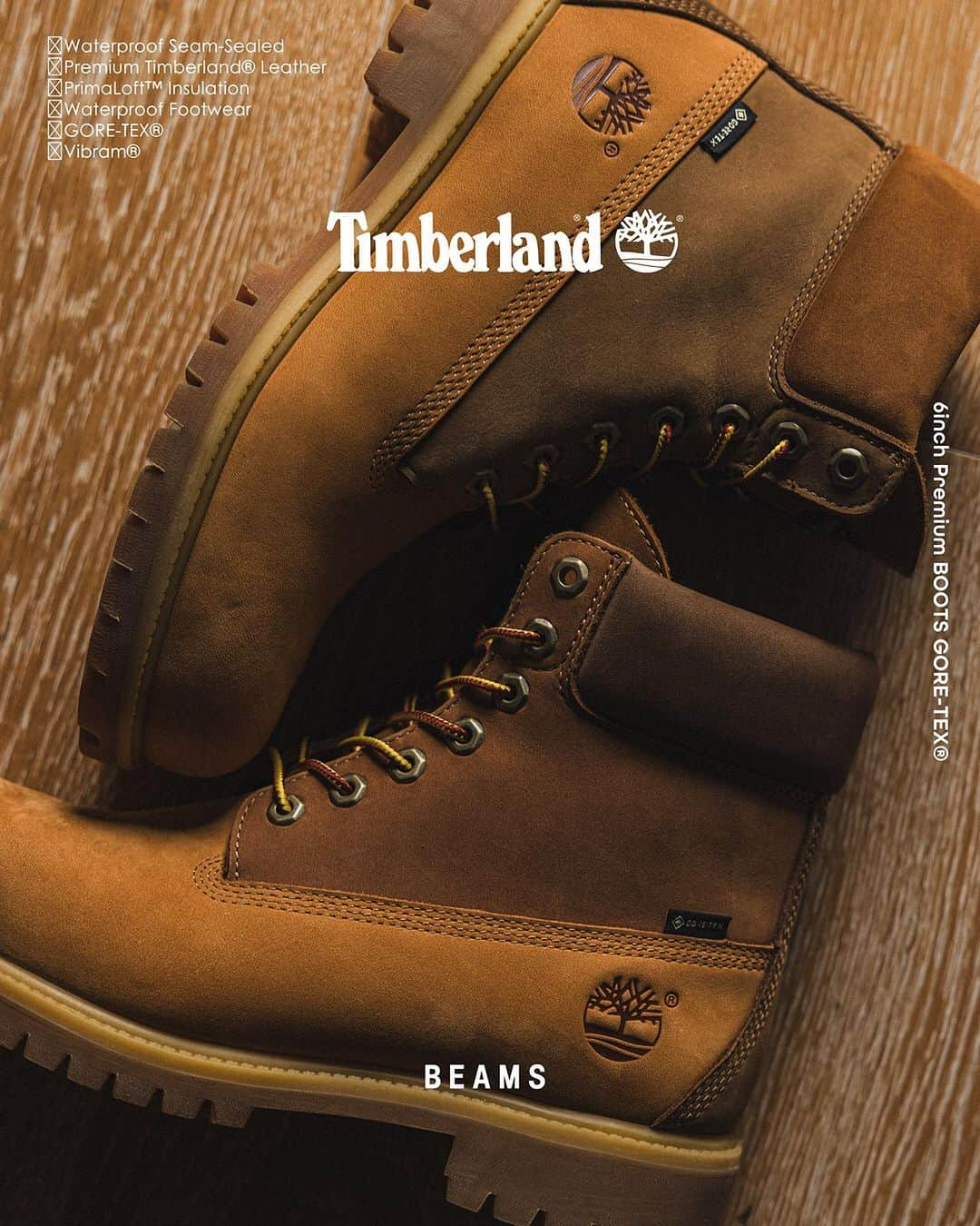 BEAMS MENさんのインスタグラム写真 - (BEAMS MENInstagram)「… Timberland × BEAMS 『6 inch Premium Boots Vibram GORE-TEX®︎』 12/9(Sat.) Release  〈Timberland〉のアイコンであり、誕生から50年を迎えた『6インチブーツ』を別注仕様にアップデートしました。 アニバーサリーイヤーの師走を彩る本アイテムは、アッパーに〈BEAMS〉らしいクレイジーなカラーリングのヌバックを採用。象徴的なウィートカラーをベースにトーンを合わせたクレイジーパターンの配色は、ブランドのオリジナルに敬意を払いつつ、上品かつ柔らかな表情に。また『ビブラムソール』や『GORE-TEX®︎』を搭載するなど、タウンからアウトドアまで、機能面でも一層の活躍を期待できる一足となりました。 インソールとストラップにあしらわれた両社のブランドロゴも、別注の特別感を演出しています。  【販売店舗】 ビームス 原宿 全国の〈BEAMS〉レーベル取扱店舗 ※一部店舗を除く ビームス公式オンラインショップ ティンバーランド ブティック トウキョウ(12/15より)  . Locatin_ @kadokawa_culture_museum  Styling & Direction_ @kondotomomichi Director of photography_ @yuukioono  Drone operator_ @dadakoro  Hair styling_ @tatsuyasuzuki_ . @timberland @timberland_jpn @beams_official @beams_mens_casual #timberland #beams」12月1日 11時05分 - beams_mens_casual