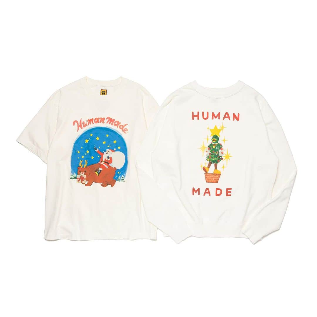 五月女ケイ子のインスタグラム：「@humanmade  にて、 毎月1日発売のTシャツシリーズ。 12月は、クリスマスをテーマに描きました🎨  そして今月はTシャツとスウェットもあるヨ。 よろしくどうぞです♪  #五月女ケイ子 #keikosootome  #humanmade #tシャツデザイン #tshirt #merrychristmas🎄  #メリークリスマス」