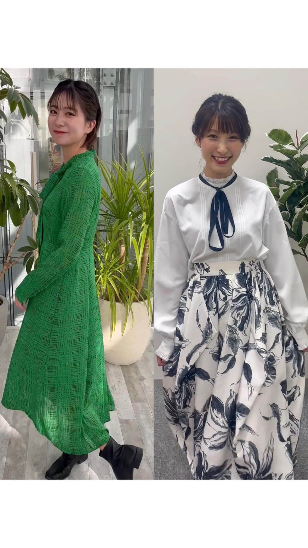 白木愛奈のインスタグラム：「* 11月のとびっきり！しずおか 土曜版と日曜版の衣装です🍁 (@usagionlinestore_shizuoka )  ユルユルverです~  #とびっきり #しずおか #土曜版 #日曜版  #衣装 #usagionlinestore  #静岡朝日テレビ #静岡 #アナウンサー #リール #リール動画」