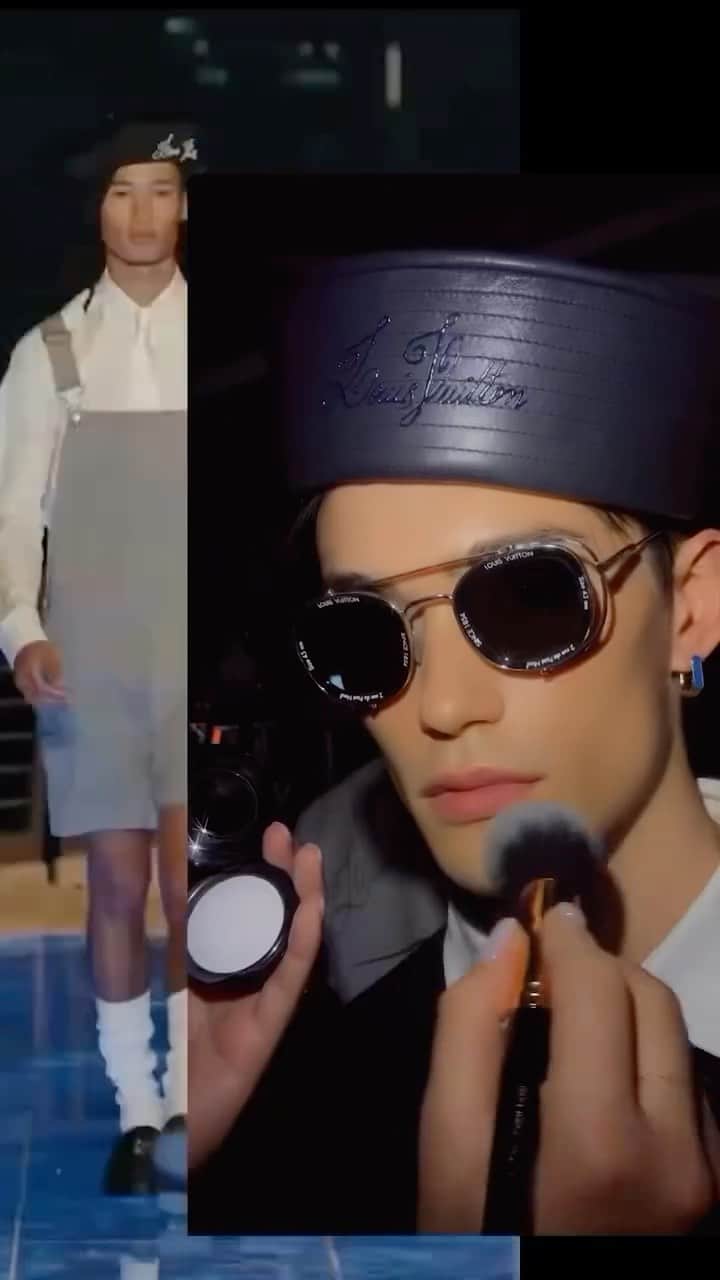 パット・マグラスのインスタグラム：「LOUIS VUITTON PRE FALL 24⚡⚡⚡ DIVINE SKIN at @louisvuitton #LVMenPreFall24 in Hong Kong by @pharrell with #makeupbypatmcgrath #teampatmcgrath ⚡️⚡️⚡️Shop backstage essentials NOW on PATMcGRATH.COM  ✨STARRING✨ Divine Skin: Rose001™ The Essence Skin Fetish: Sublime Perfection The System Skin Fetish: Sublime Perfection Blurring Under-Eye Powder  Skin Fetish: Divine Bronzer   @louisvuitton by @pharrell  Makeup by Pat McGrath #teampatmcgrath Casting by @bitton  Hair by @karimbelghiran」