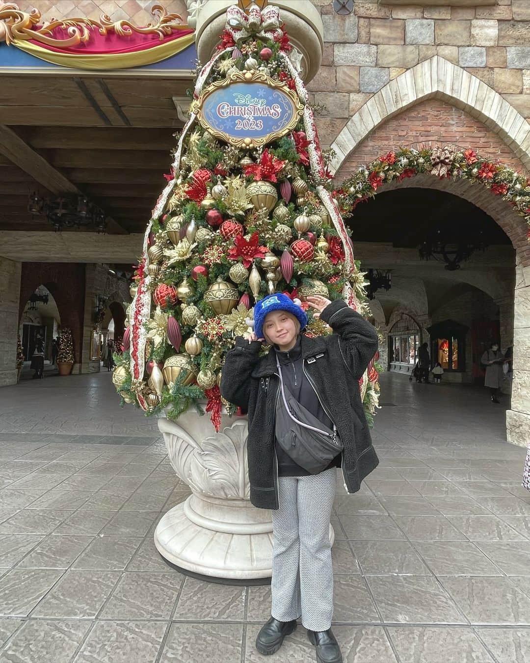 大塚りりあのインスタグラム：「多分今年最後のディズニー🎄 なんだかんだ沢山行ったよなぁ  バイトの子 友達 家族  どんな人と行っても 素敵な思い出できる場所っていいよねぇ💭  来年も沢山行きたいなと改めて思った日でした #東京ディズニーシー」