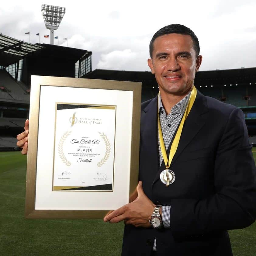 ティム・ケーヒルのインスタグラム：「Very emotional day being officially inducted into the Australian Sports Hall of Fame. Forever grateful to my parents, family, the fans, team mates, coaches, media and friends.」