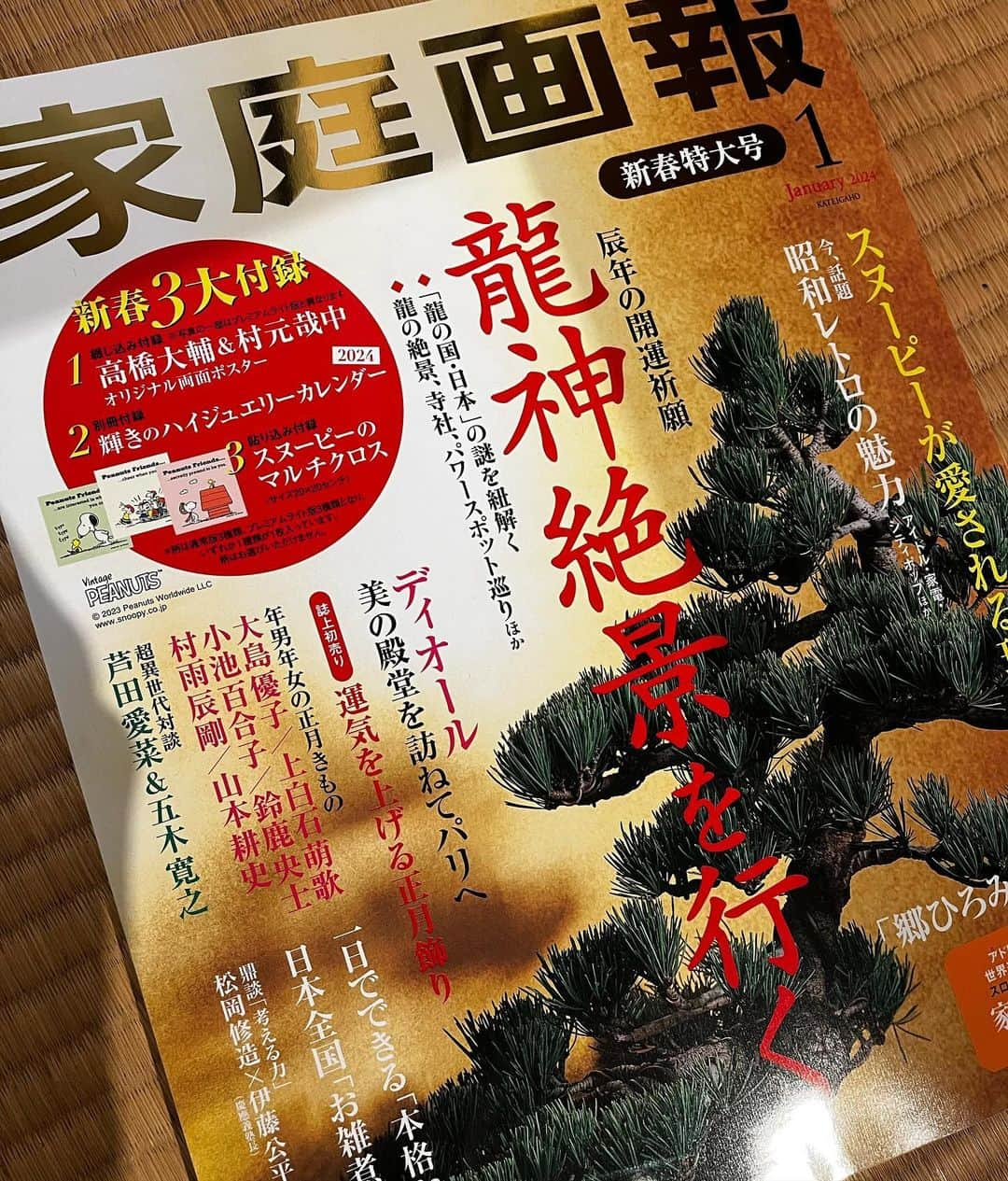 村雨辰剛のインスタグラム：「来年は辰年で年男になります。🐲 と言う事で　#家庭画報 で「年男年女の正月きもの」の豪華なメンバーの中に入らせて頂きました。  家庭画報2024年1月号発売中 皆さん是非手に取ってご覧ください！🐉  #家庭画報　#年男　#辰年」