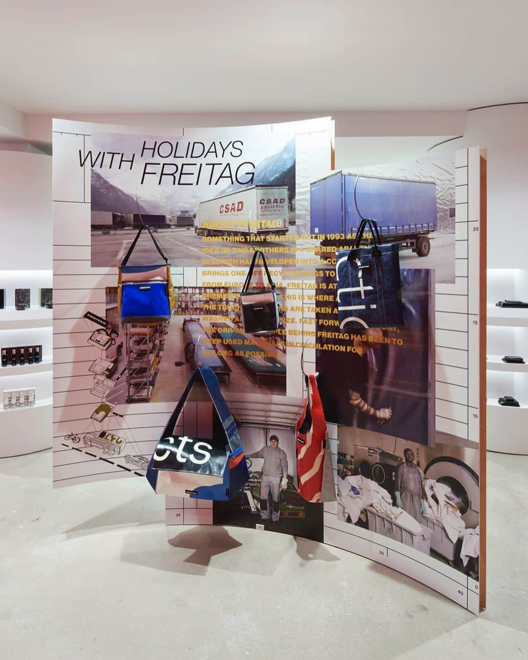 コム・デ・ギャルソンのインスタグラム：「‘Holidays with FREITAG’ est arrivée à la boutique Comme des Garçons Paris.  ‘Holidays with FREITAG’ has arrived at Comme des Garçons Paris.  Photography @adriendirand   @commedesgarcons @freitaglab」