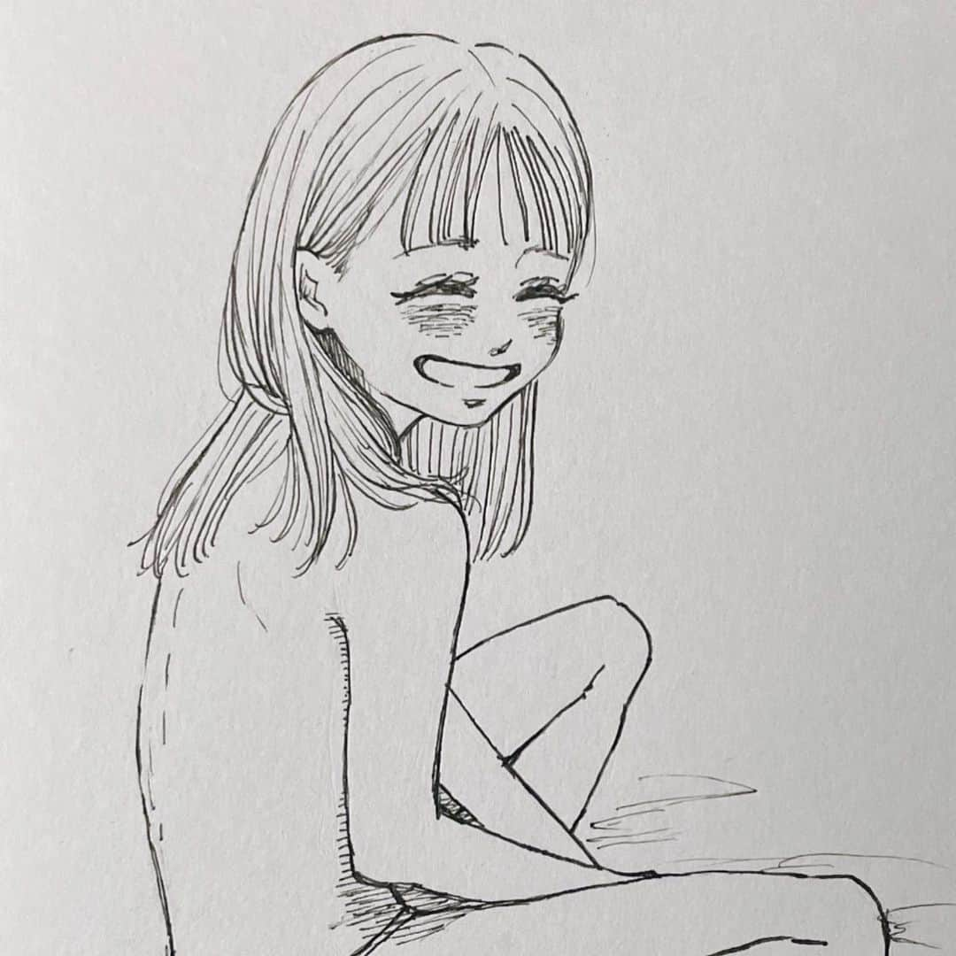 世紀末さんのインスタグラム写真 - (世紀末Instagram)「笑ってたな君は ブラジャーもつけずに   #イラスト  #illustration  #アナログイラスト  #ペン画」12月1日 17時59分 - se1k1ma2chan