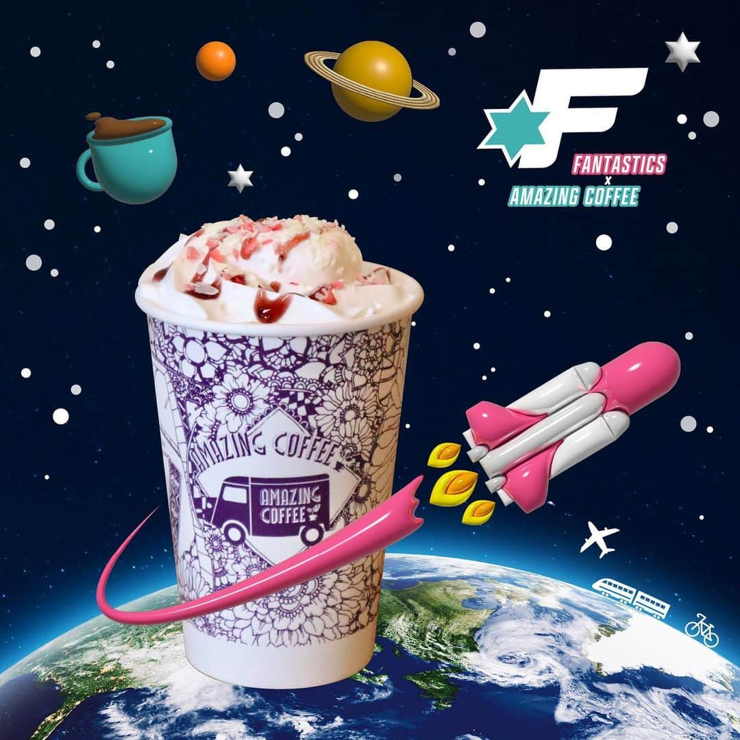 AMAZING COFFEEのインスタグラム：「. 🚀FANTASTICS×AMAZING COFFEE☕️  12月5日(火)にデビュー5周年、そしてデビュー日にリリースされる3rd Album「FANTASTIC ROCKET」の発売を記念し、FANTASTICSのみなさんとのスペシャルコラボレーションが決定しました👏👏 「FANTASTIC ROCKET」からインスパイアされた、想いがたくさん詰まった商品ラインナップはこちら💁🏻‍♀️💁🏻‍♂️ __________________________________________ 🚀そっとろけるっと〜ROCKET NIGHTS〜 ¥750(税込)   “キャプテン”こと世界さん＆”coffee boy”こと木村慧人さんお二人のアイデアから生まれた、ホワイトチョコと生チョコのフレーバーをミックスしたチョコレートのカフェラテ☕️ ホイップクリームのホワイトチョコとベリーの甘酸っぱいフルーティーな香りは、まるでクリスマスケーキを思わせてくれます🎄 寒くなってきた今の季節にぴったりな、一口飲むと思わずホッと、とろけるドリンクです🤤  __________________________________________ 🚀FANTASTIC ROCKET アイシングクッキー　 ¥400(税込)   てんさい糖を使用したまろやかで優しい味わいのアイシングクッキー🍪 今回のアルバムのキーワードでもある、ロケット型のクッキーです🚀 一つ一つ手作りでできており、風合いもお楽しみいただけます！  __________________________________________ 🚀STARBOYSキーホルダー　¥750(税込)   今回のアルバムのリード曲「STARBOYS」のMVからインスパイアされた、クリアタイプのコラボアクリルキーホルダー🌍  __________________________________________ 🚀ノベルティプレゼント企画  コラボ商品1点につき全８色の中から1枚ランダムでコラボレーションステッカープレゼント🎁 FANTASTIC ROCKETがコーヒーの惑星へ・・・そんな遊び心が詰まったデザインとなっています🚀💫☕️ ★さらに、中目黒店・大阪店ではSNSで指定のハッシュタグをつけて投稿して頂いた方に、レインボーカラーのステッカーをプレゼント🌈   ▶️指定のハッシュタグ #FANTASTICS #FANTASTICROCKET #アメコ ▶️対象SNS Instagram(ストーリーズは不可)・X(旧Twitter)   フォトスポットも登場するので、想い出の一枚をぜひ撮影してくださいね🤳 AMAZING COFFEEと一緒に「FANTASTIC ROKET」リリース＆FANTASTICS 5周年をお祝いしましょう★   【開催期間】 2023年12月5日(火)〜12月25日(月) ※準備数に達し次第終了となりますのでご了承ください。   【開催店舗】 TOKYO NAKAMEGURO OSAKA SOUTH SIDE AMAZING COFFEE ONLINE ※ONLINEでのドリンク・フードの販売はございません。  _____________________________________________  ⚠️SNS企画・ステッカープレゼント注意事項⚠️ 店舗・ONLINEにより配布方法が異なります。   ▼店舗 コラボ商品：コラボ商品1点ご購入につき8色の中から1枚ランダムで配布 SNS企画：１投稿につき１枚レインボーカラーのステッカーを配布   ※SNS企画の参加は対象商品をご購入の上、１会計につき１投稿までとさせていただきます。 ※ランダムでの配布となりステッカーデザインはお選びいただけませんので予めご了承ください。 ※準備数に達し次第、配布を終了させていただきます。   ▼ONLINE コラボ商品1点お買い上げにつき８色＋レインボーカラーを含む、計9色からランダムで1枚配布。  ※ランダムでの配布となりステッカーデザインはお選びいただけませんので予めご了承ください。 ※12/5(火)00:00〜12/25(月)23:59にご注文いただいた方が対象です。 ※準備数に達し次第、配布を終了させていただきます。  #AMAZINGCOFFEE#アメージングコーヒー#AMeCO#アメコ#coffee#コーヒー#FANTASTICS#5周年#anniversary#FANASTICROCKET#ロケット#🚀#STARBOYS#そっとろけるっと#カフェラテ#cafelatte#universe#宇宙#TOKYONAKAMEGURO#OSAKASOUTHSIDE#ONLINE#saveyourneighbor」