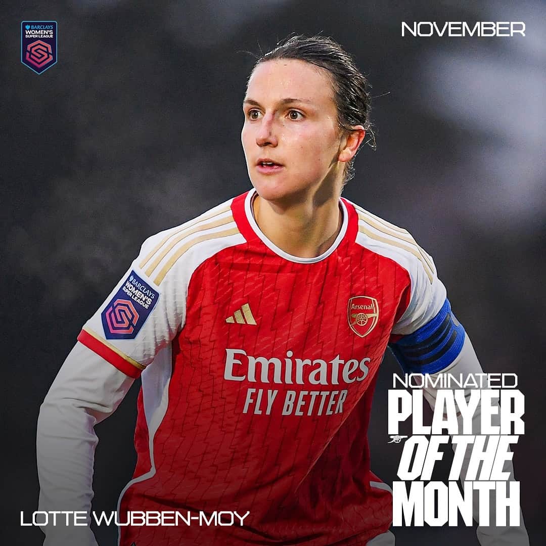 Arsenal Ladiesのインスタグラム：「Lotte Wubben-Moy has been nominated for November’s @barclayswsl Player of the Month! 👏  See how to vote for our number 3 via our stories 🗳️」