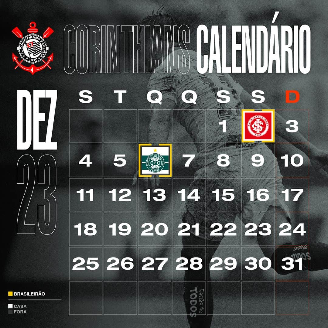 コリンチャンスのインスタグラム：「Nossos jogos do mês de dezembro! 🗓️  #VaiCorinthians」