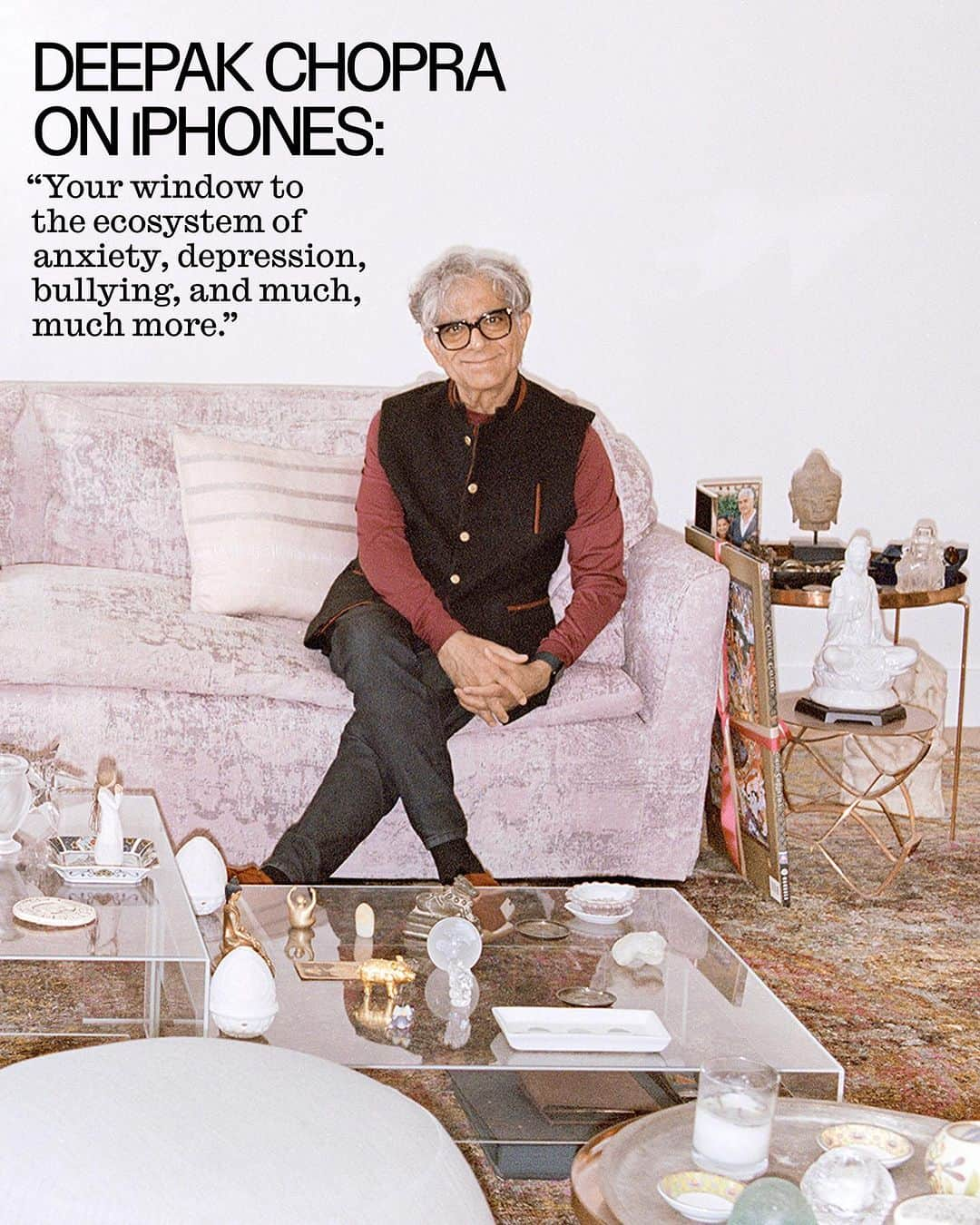 INTERVIEW Magazineさんのインスタグラム写真 - (INTERVIEW MagazineInstagram)「Author, TV personality, and legendary wellness prophet @deepakchopra joins us for our Winter issue to sound off on aliens, artificial intelligence, Madonna, and more 🧘 link in bio.   Photography by @mark_peckmezian  Set design: @mikefeswick」12月1日 23時03分 - interviewmag