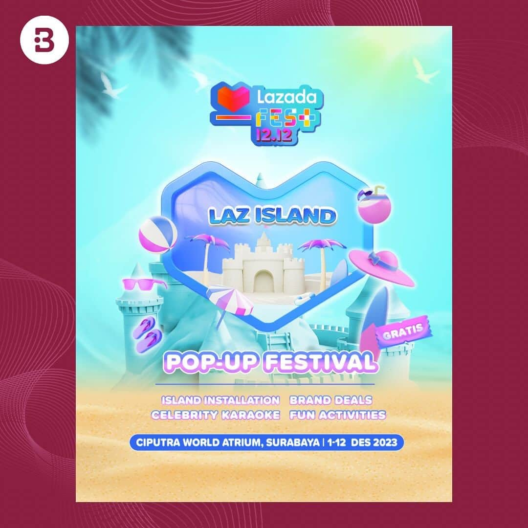 Beauty | Health | Fashionさんのインスタグラム写真 - (Beauty | Health | FashionInstagram)「Belanja dengan vibes pantai dan setiap sudutnya bisa jadi spot foto-foto?   Cuma di Laz Island Surabaya - Lazada Fest 12.12 Pop Up Festival.  Ada berbagai aktivitas seru selama 12 hari mulai dari belanja produk-produk beauty, fashion, dan home & living pilihan serta produk kolaborasi eksklusif 6 KOL dan 6 Beauty Brand.   Selain itu kamu bisa dapet Ice Cream, Karaoke Night, Press On Nails, Dry Massage dan pengalaman belanja ditemenin artis.  📆 : 1-12 Desember 2023 ⏰: 10.00 - 22.00 WIB  📍: Ciputra World Atrium, Surabaya  Info selengkapnya di instagram @lazada_id & @cxomedia  #LazadaFest1212 #SerunyaHabisHabisan」12月1日 23時16分 - beautynesia.id