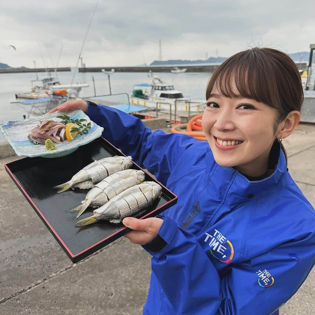 糸永有希のインスタグラム：「11月ラストの昨日は鮗を紹介しました🐥  コノシロはコハダの出世魚🐟🐟🐟  #RKK#TBS 系列  #熊本放送#3ch  @thetime_tbs」