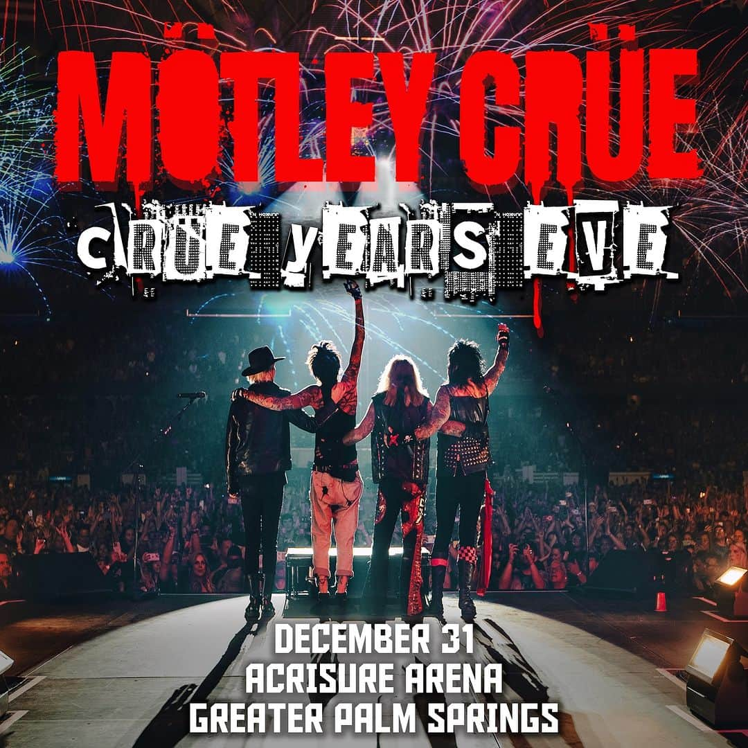 ニッキー・シックスさんのインスタグラム写真 - (ニッキー・シックスInstagram)「🔥 Ring in the New Year in style… Mötley Crüe are having a party!!!  Join us for CRÜE YEAR’s EVE at the brand new Acrisure Arena in Palm Springs, CA for a night not to be missed!  🎟️ Pre-sale begins: Wednesday December 6th 10am PST 🎟️ Tickets on sale: Friday December 8th 10am PST」12月1日 23時26分 - nikkisixxpixx