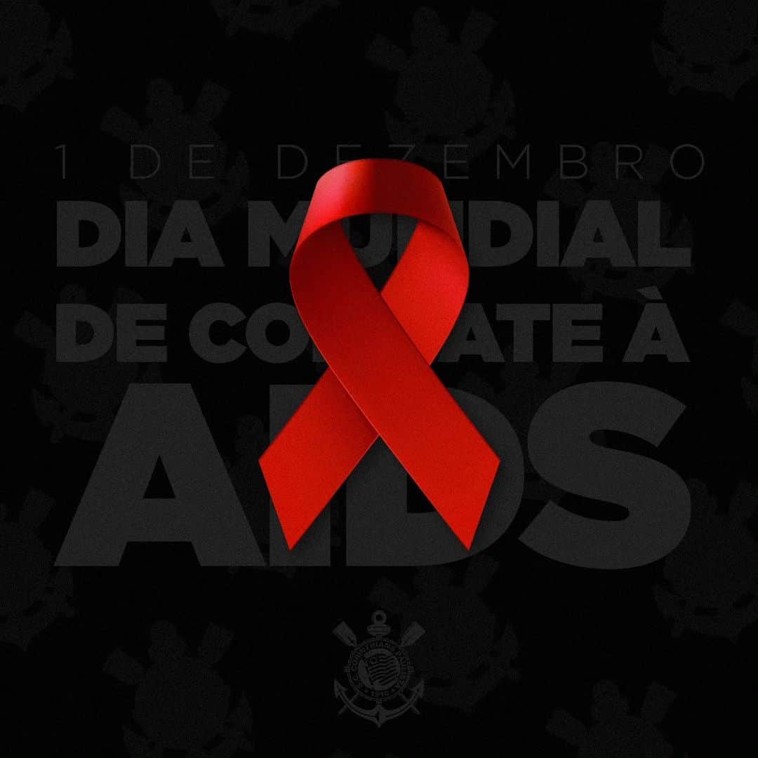 コリンチャンスのインスタグラム：「Dia primeiro de dezembro é o Dia Mundial de Combate à AIDS.   Seja consciente, previna-se! 👊🏼  #DezembroVermelho #VaiCorinthians」