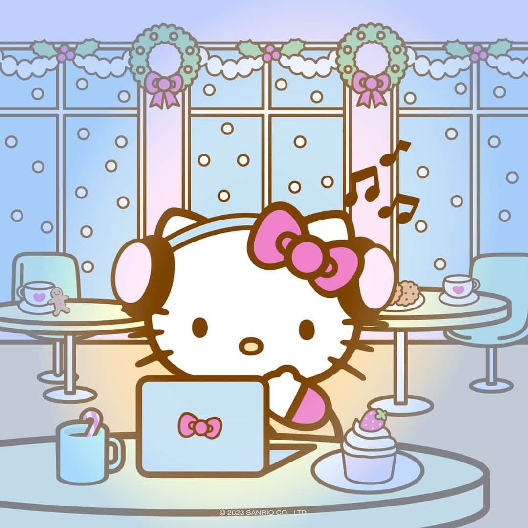 Hello Kittyのインスタグラム：「POV it's December 1st and you can finally listen to holiday music 🎶🎄✨」