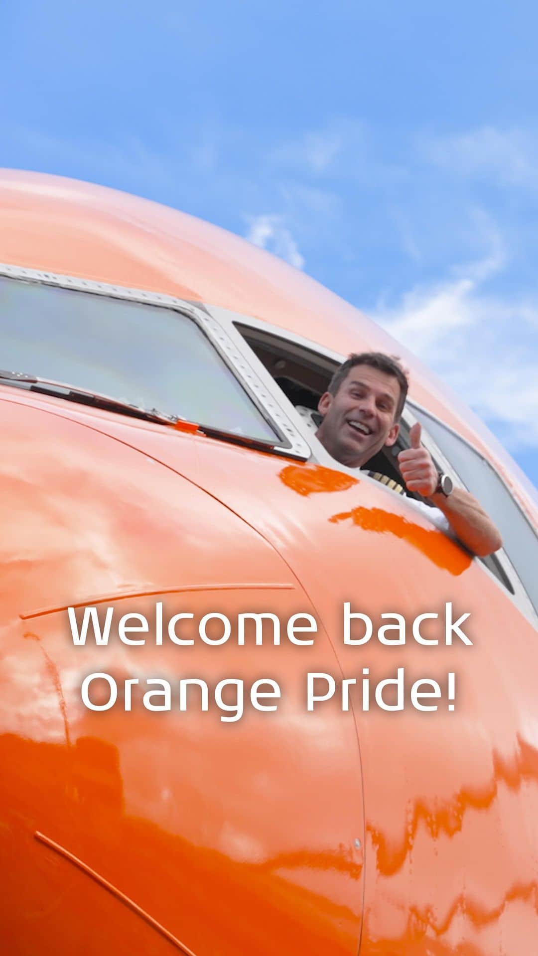 KLMオランダ航空のインスタグラム：「Get ready for some magic! 🎬🪄Our Orange Pride is shining brighter than ever after a stunning makeover. Do you like the new look of our flying beauty too? 🧡  #KLM #OrangePride #MakeOver #BVA #royaldutchairlines #boeing777」