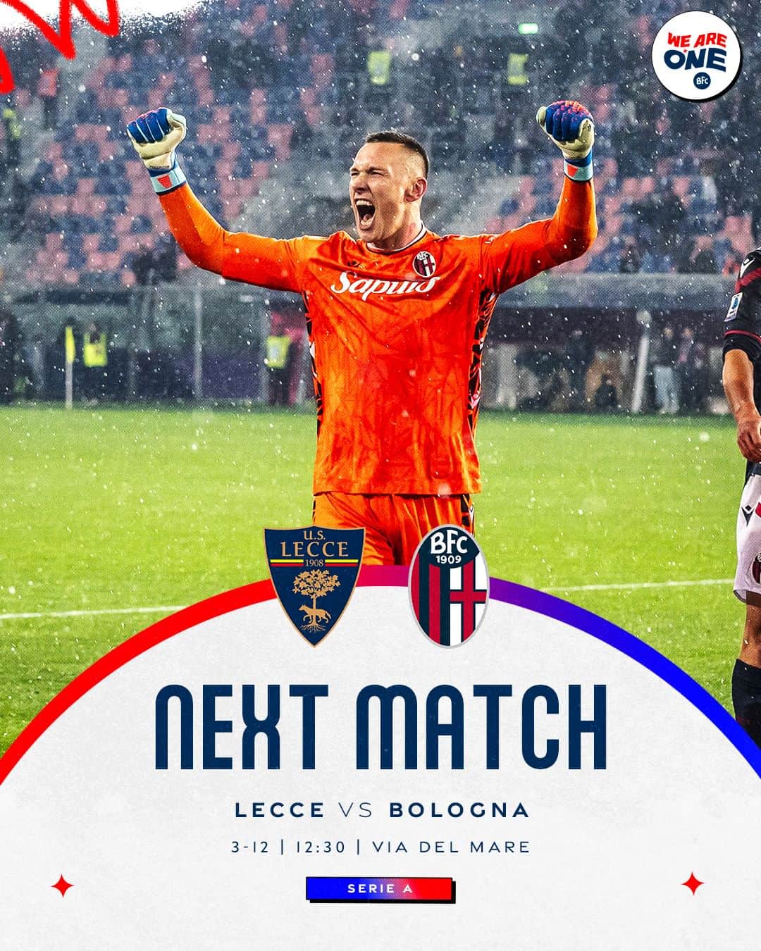 ボローニャFCのインスタグラム：「Concentrati sul prossimo impegno 👉 #LecceBologna ⚽️  #ForzaBFC #WeAreOne」