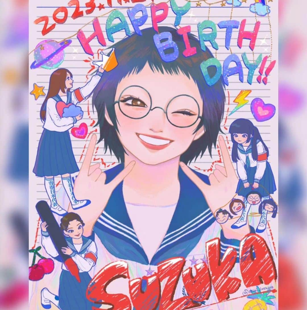 SUZUKAさんのインスタグラム写真 - (SUZUKAInstagram)「YEAH🎂 #atarashiigakko_art 💋 22✌🏻✌🏻 🤭🤪 Let's GOOD🤞🏻🤞🏻」12月2日 1時02分 - suzuka_leaders