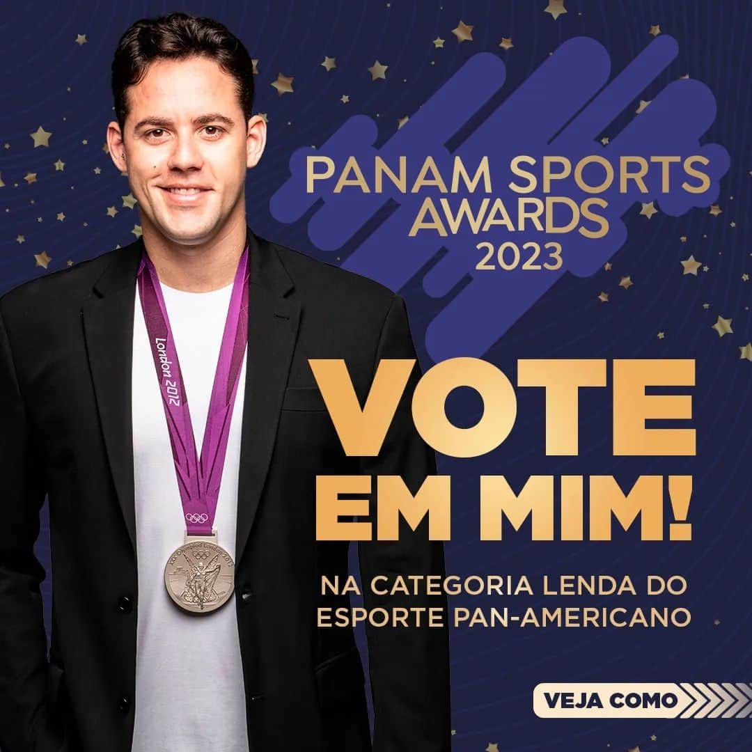 チアゴ・ペレイラのインスタグラム：「BORA GANHAR ESSA? 🏆 Galera, estou concorrendo ao Panam Sports Awards 2023 na categoria Lenda do Esporte Pan-Americano. Bora votar e trazer esse prêmio pra casa! Link na bio! ☝️」