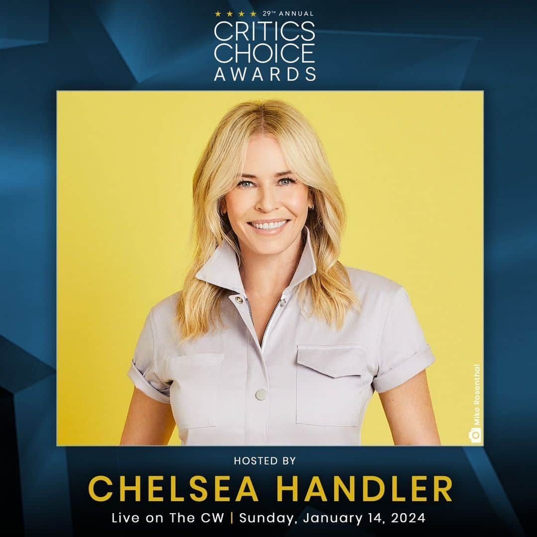 The CWのインスタグラム：「@chelseahandler is back again! The 29th Annual Critics Choice Awards, hosted by Chelsea Handler will air Sunday, January 14th on #TheCW! #CriticsChoiceAwards」