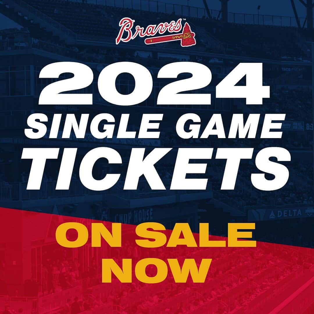 アトランタ・ブレーブスのインスタグラム：「2024 single-game tickets on sale NOW! Link in bio 🔥」