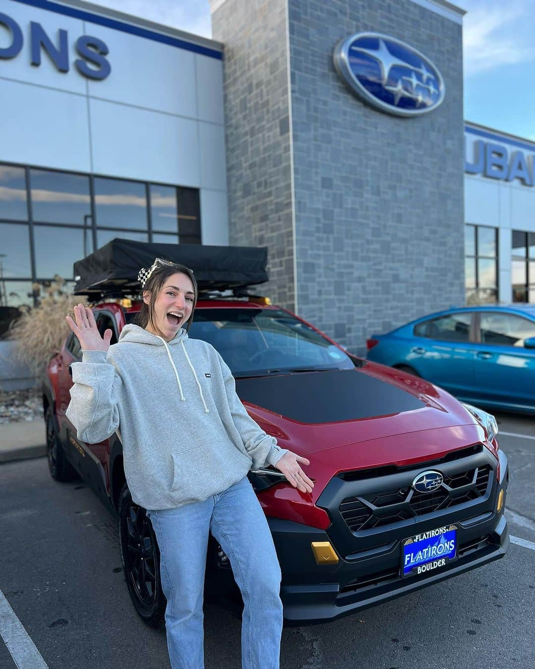 アレックス・パッチシオのインスタグラム：「YEAH!!!  I’m SOO STOKED to finally get my NEW 2024 Subaru CrossTrek Wilderness!!! 🥳  . I got to have fun testing out one in Zion a couple months back and now I get to have fun taking it on AWESOME ADVENTURES here in Colorado and anywhere we want to go! 😄 . I have personally owned Subarus in the past for years and always loved taking them across country on many amazing adventures!  They have always been reliable and kept me safe!  . AND soooo psyched to be able to use this sweet @thule roof top tent! ⛺️🚗 @subaru_usa @thule  #partnership」