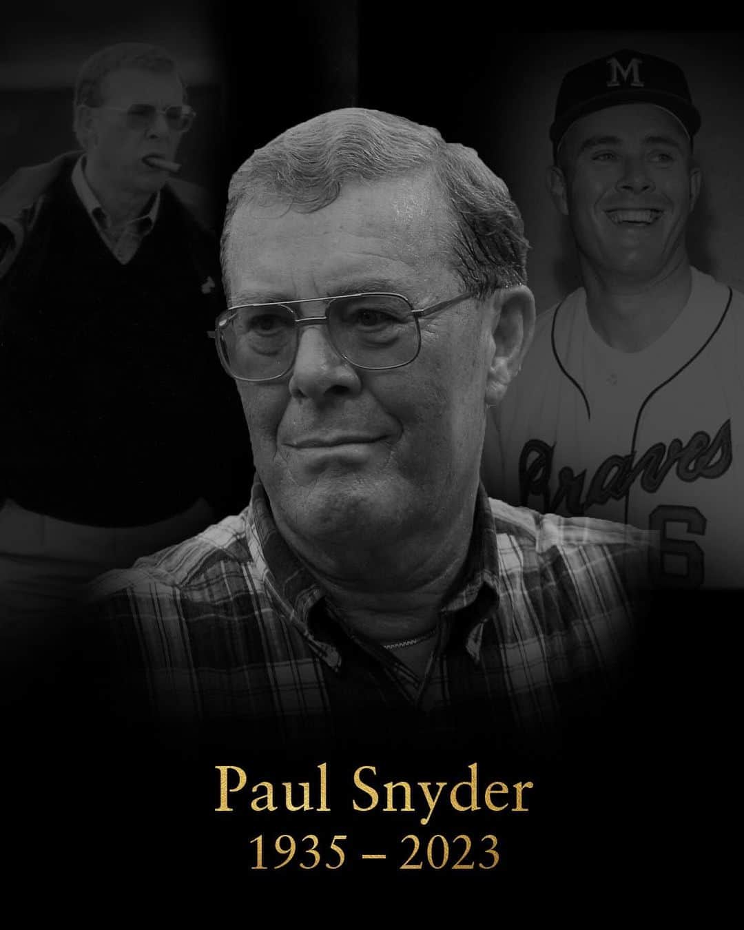 アトランタ・ブレーブスのインスタグラム：「The Atlanta Braves mourn the passing of Braves Hall of Famer Paul Snyder.」