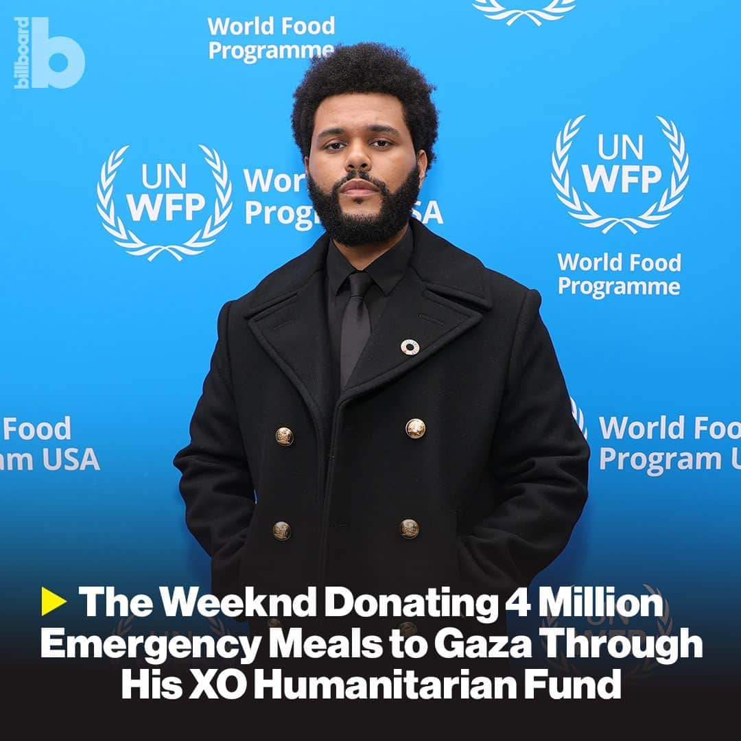 Billboardさんのインスタグラム写真 - (BillboardInstagram)「The United Nations World Food Programme's Goodwill ambassador, The Weeknd, has directed $2.5 million from his XO Humanitarian Fund to aid the WFP’s humanitarian response in Gaza.⁠ ⁠ The organization said the donation — equal to four million meals — could feed more than 173,000 Gazans for two weeks.⁠ ⁠ Details are at the link in bio.」12月2日 4時45分 - billboard