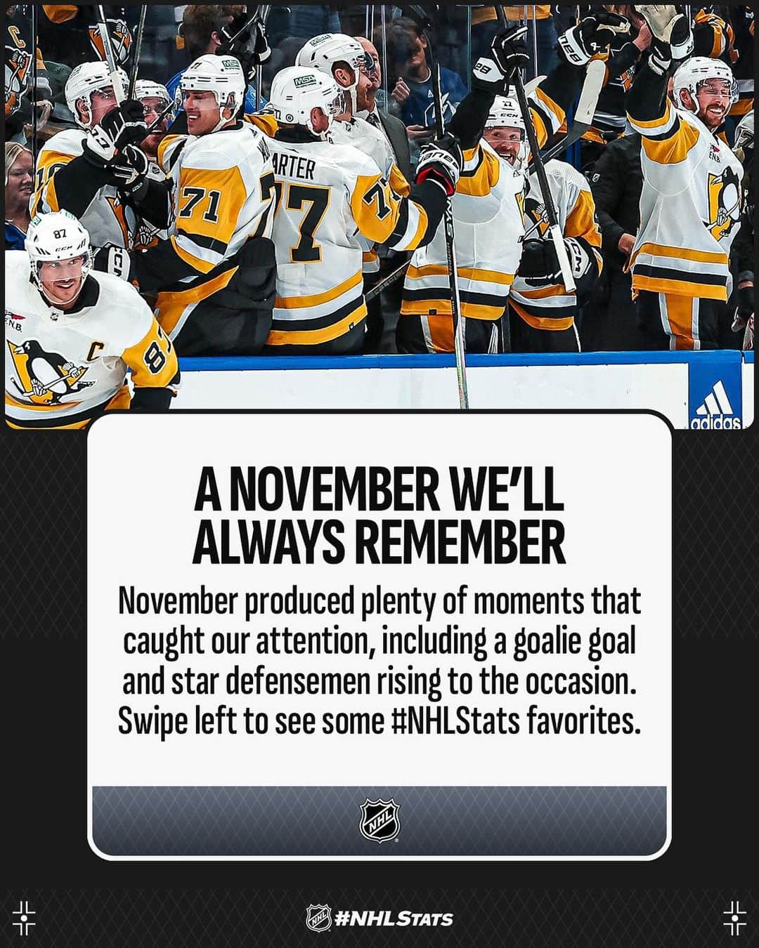 NHLのインスタグラム：「Come with us on a walk through a November we'll always remember. #NHLStats 🚶🏻」