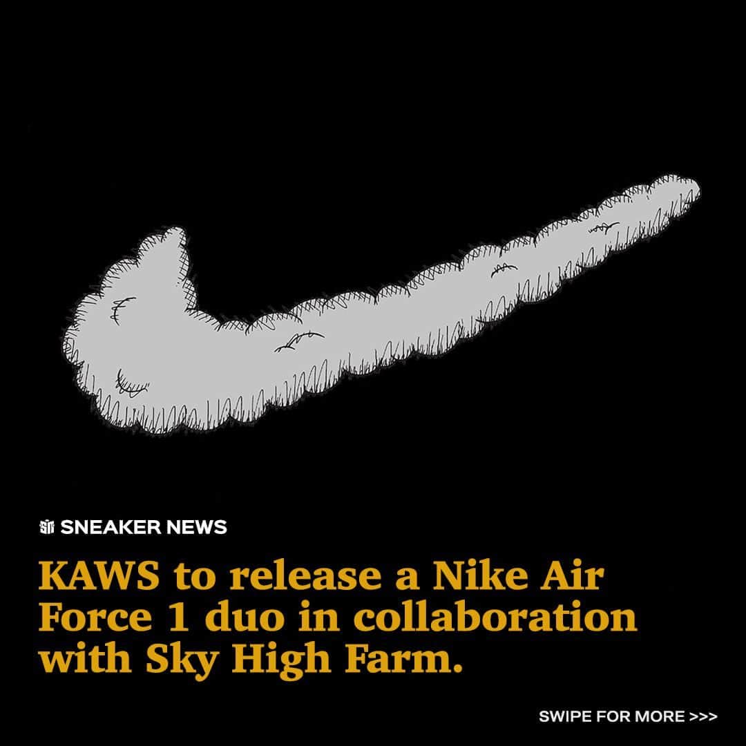 Sneaker Newsのインスタグラム：「Sky High Farm Workwear taps KAWS and Nike for a good cause. ⁠ ⁠ Founded in Ancramdale, NY in 2011 by Dan Colen of IRAK fame, Sky High Farm strives to provide food security to underprivileged communities. Previously, the non-profit farm worked on a capsule with Converse, but its next project with Nike, Inc. reimagines the Air Force 1 with the help of Brian Donnelly, best known as KAWS.  ⁠ The Nike Air Force 1 duo will release as part of Dover Street Market New York's 10th anniversary. ⁠ ⁠ Tap the LINK IN BIO for more details.」