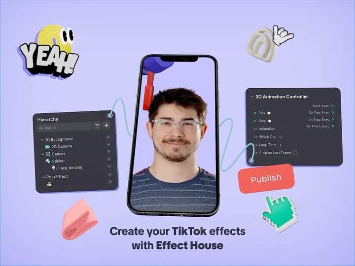 Dribbbleのインスタグラム：「It’s #PLAYOFF time, designers 🎉 Ever wondered how people make all those cool effects and filters on TikTok? Well, look no further than @effecthouse!  🏆 Create your own TikTok effect for your chance to win a $100 Amazon gift card! BONUS: If your effect reaches 600 video posts on TikTok within 14 days, you’ll win a new creator bonus of up to $30!  Participate now 🔗 link in bio」