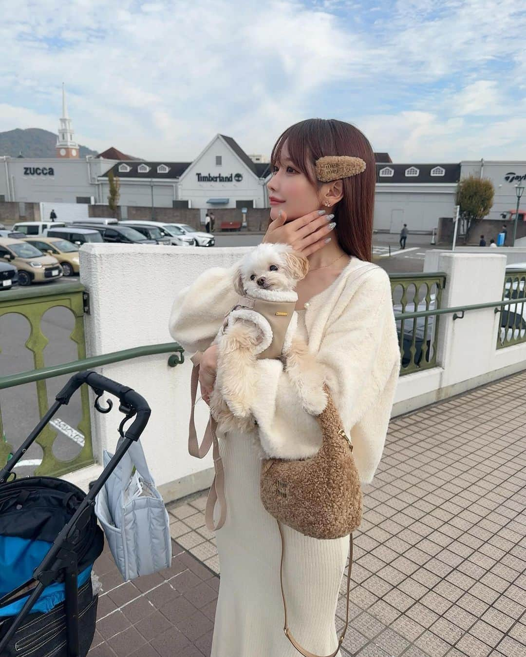 MAYUさんのインスタグラム写真 - (MAYUInstagram)「. きなちゃんとドライブしてアウトレットに行ってみた🐶🚗 アウトレットだとわんこ連れでも気軽にお店に入れるから嬉しい☺️🤍 . きなちゃんもるんるんで楽しそうだった🐶🤍 . . #ootd#fashion#fashionstyle#miumiu#chihuapoo#ちわぷー#チワプー#チワプー男の子#mix犬#佐野プレミアムアウトレット」12月2日 16時53分 - mayu.kina_golf